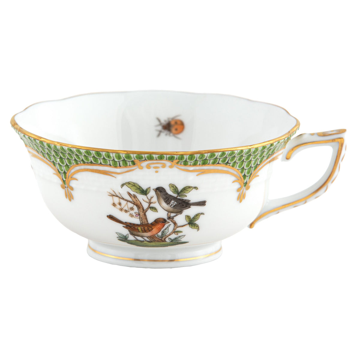 Herend Rothschild Bird Green Border Tea Cup Cup & Saucer Set, alternate view