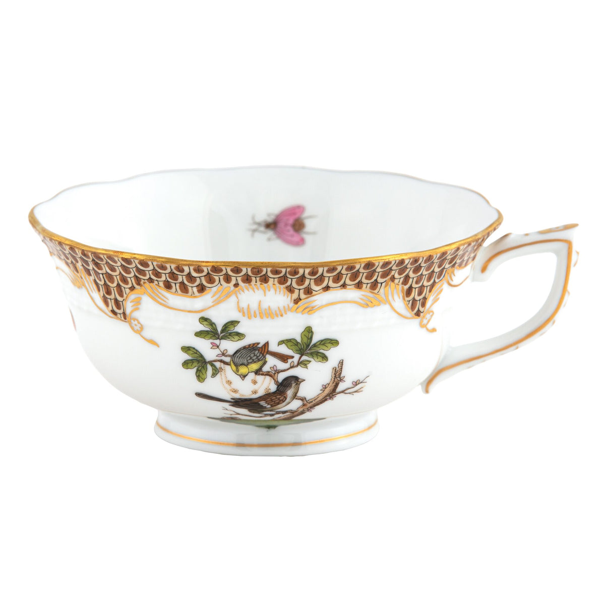Herend Rothschild Bird Brown Border Tea Cup Cup & Saucer Set, alternate view
