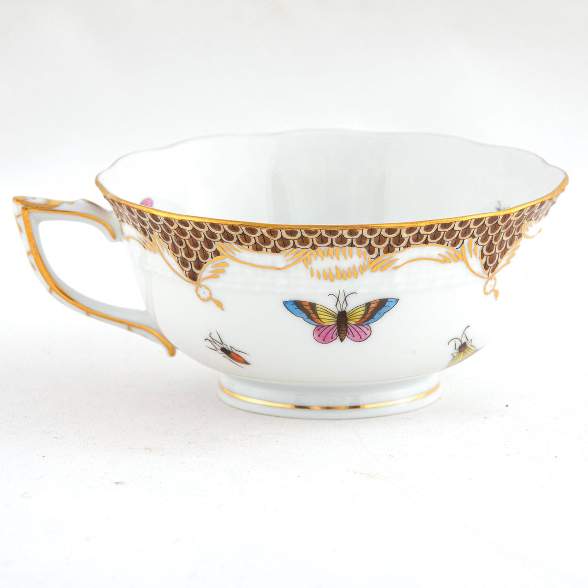 Herend Rothschild Bird Brown Border Tea Cup Cup & Saucer Set, alternate view