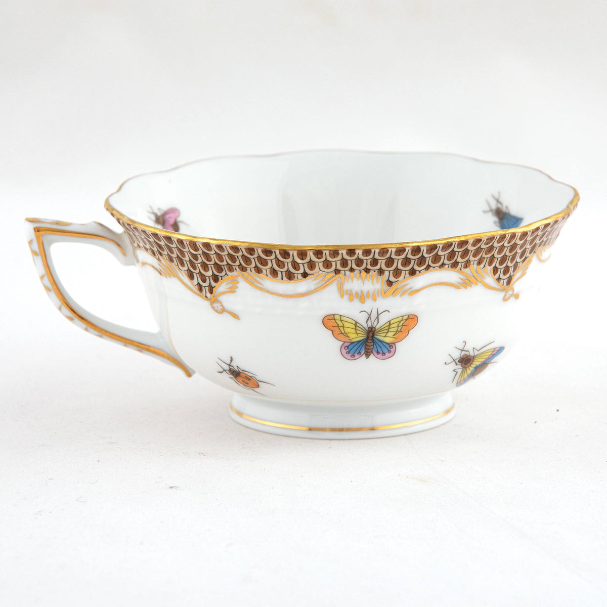 Herend Rothschild Bird Brown Border Tea Cup Cup & Saucer Set, alternate view