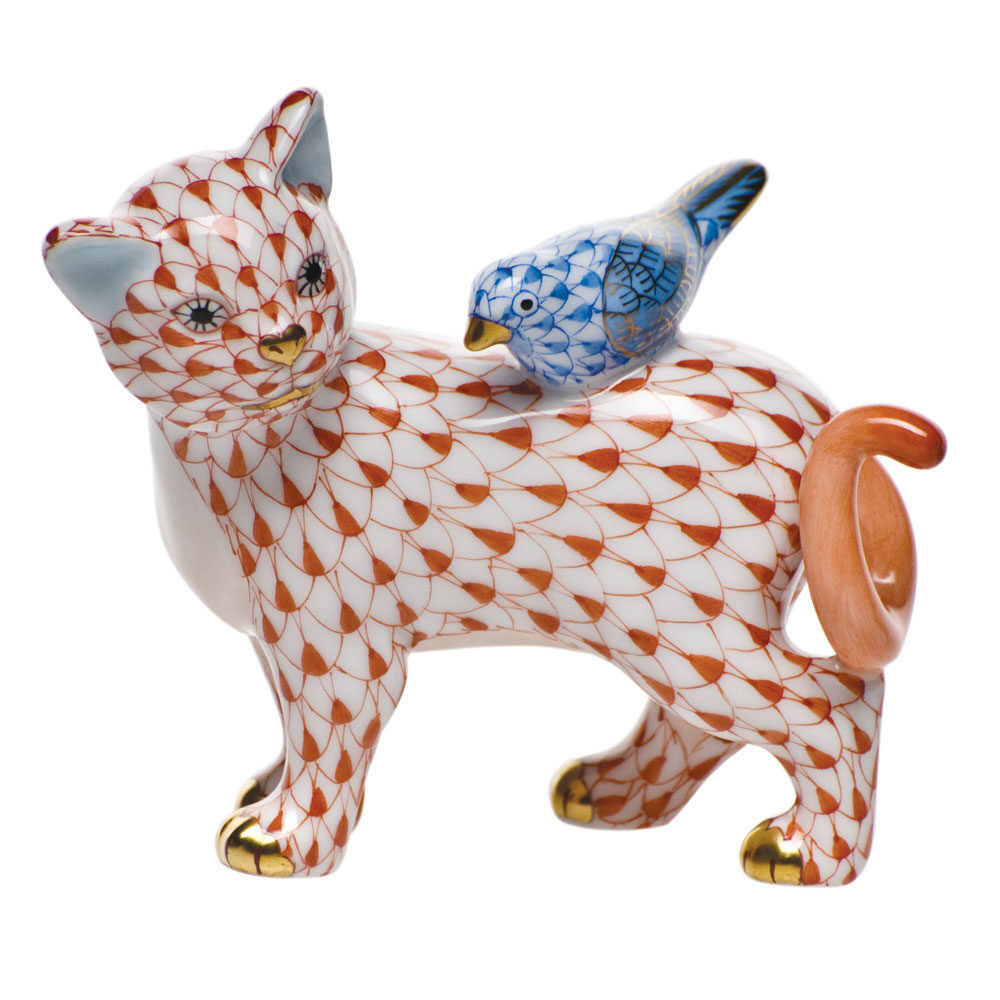 The Odd Couple Figurine in hand-painted Rust-Blue porcelain by Herend of Hungary