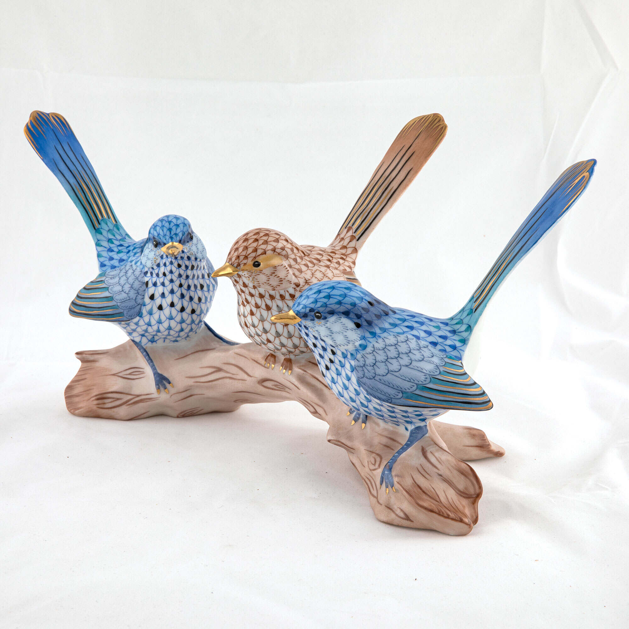 Herend Trio of Splendid Fairywrens Figurine โ additional view