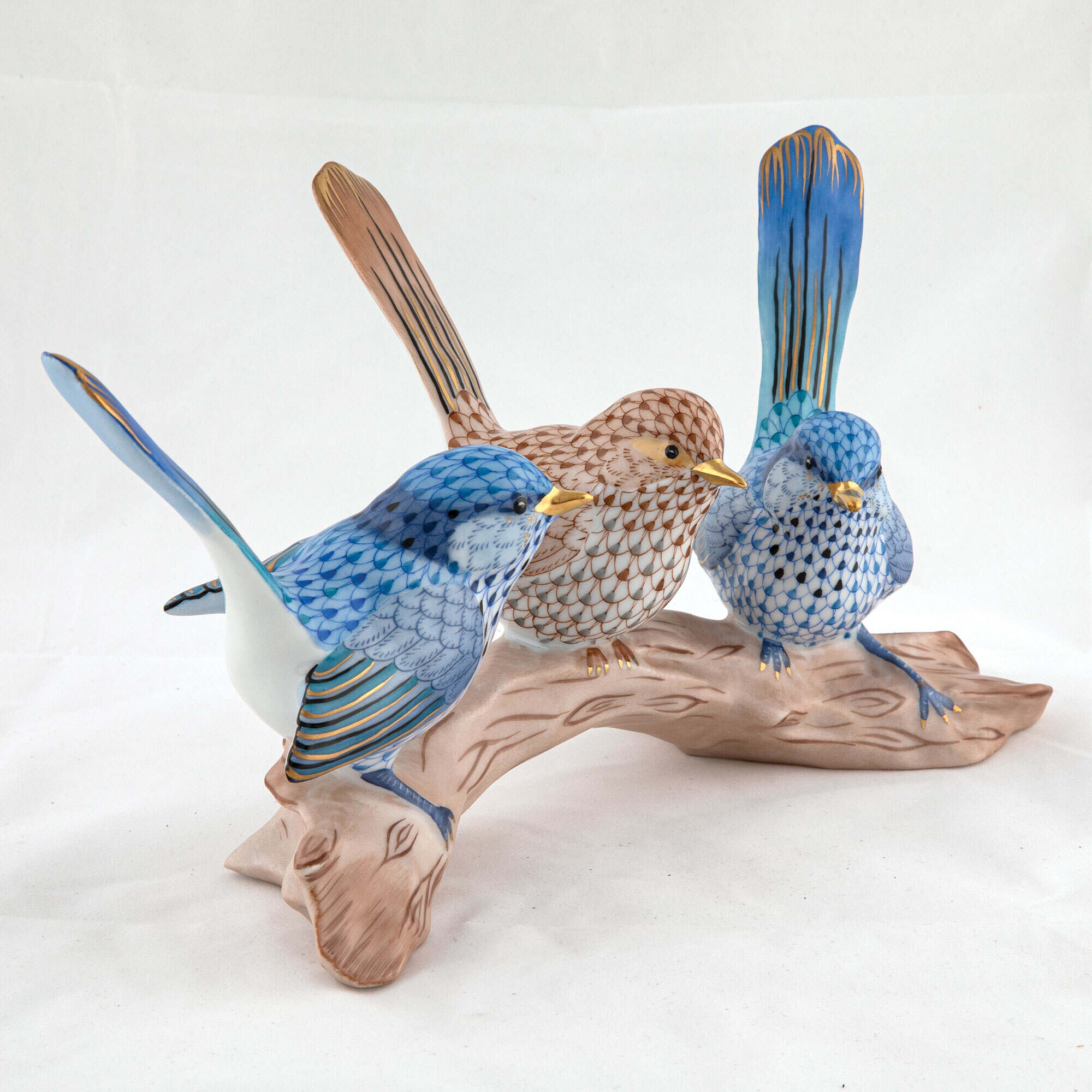 Herend Trio of Splendid Fairywrens Figurine โ additional view