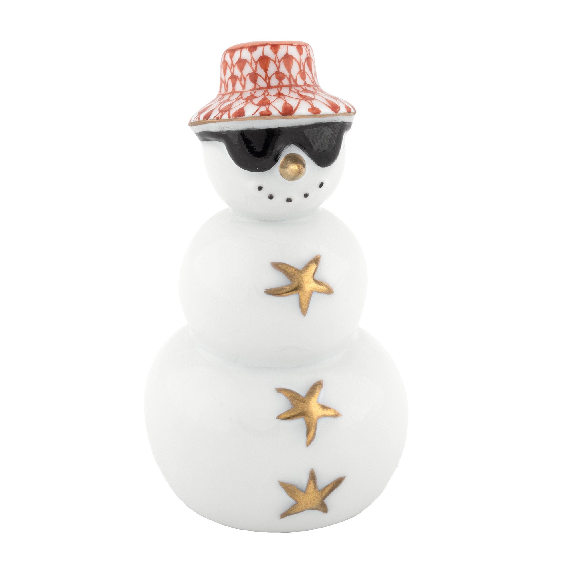 Tropical Snowman Figurine in hand-painted Rust porcelain by Herend of Hungary