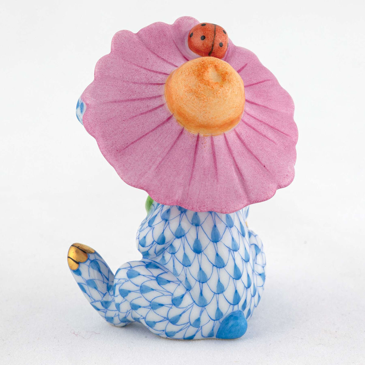 Herend Umbrella Bunny Figurine – Blue, alternate view