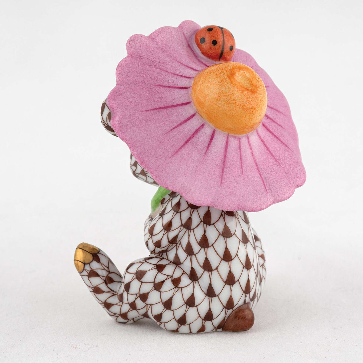 Herend Umbrella Bunny Figurine – Chocolate, alternate view