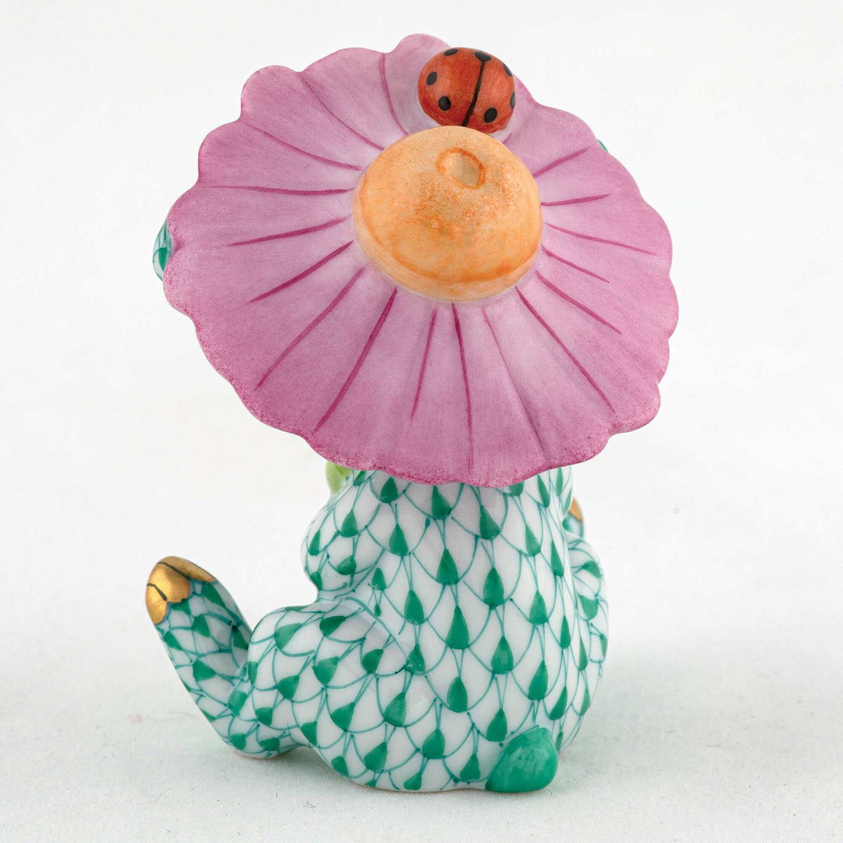 Herend Umbrella Bunny Figurine – Green, alternate view