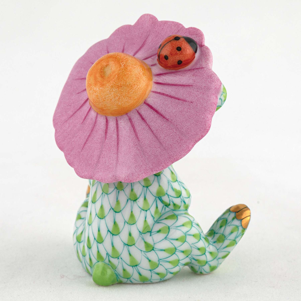 Herend Umbrella Bunny Figurine – Key Lime, alternate view