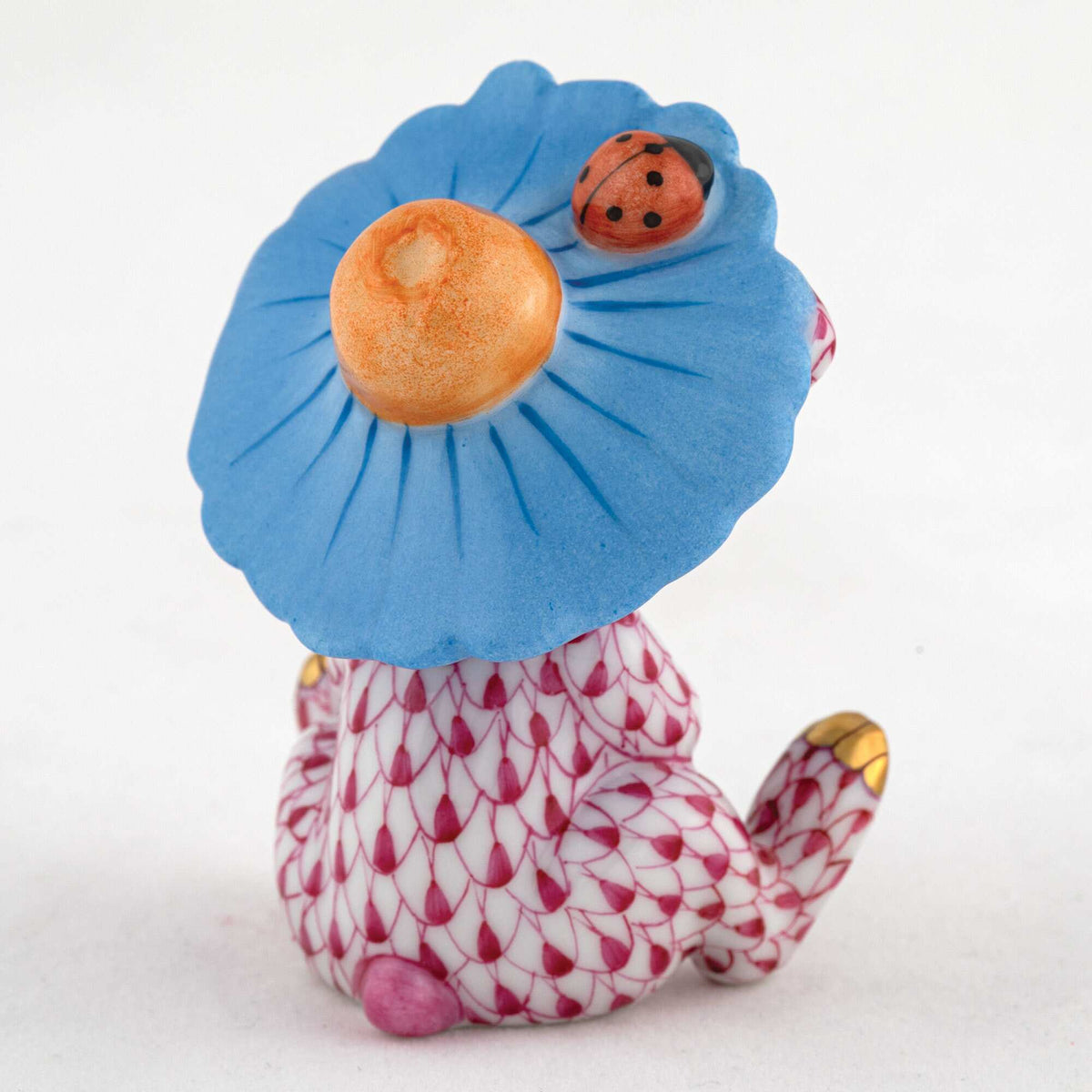 Herend Umbrella Bunny Figurine – Raspberry, alternate view