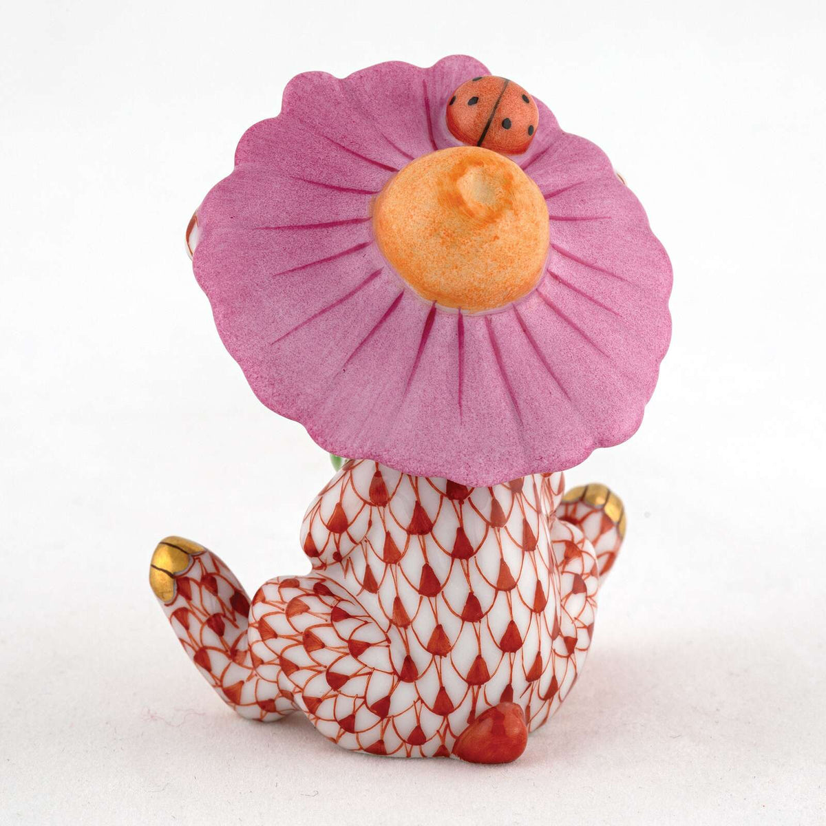 Herend Umbrella Bunny Figurine – Rust, alternate view