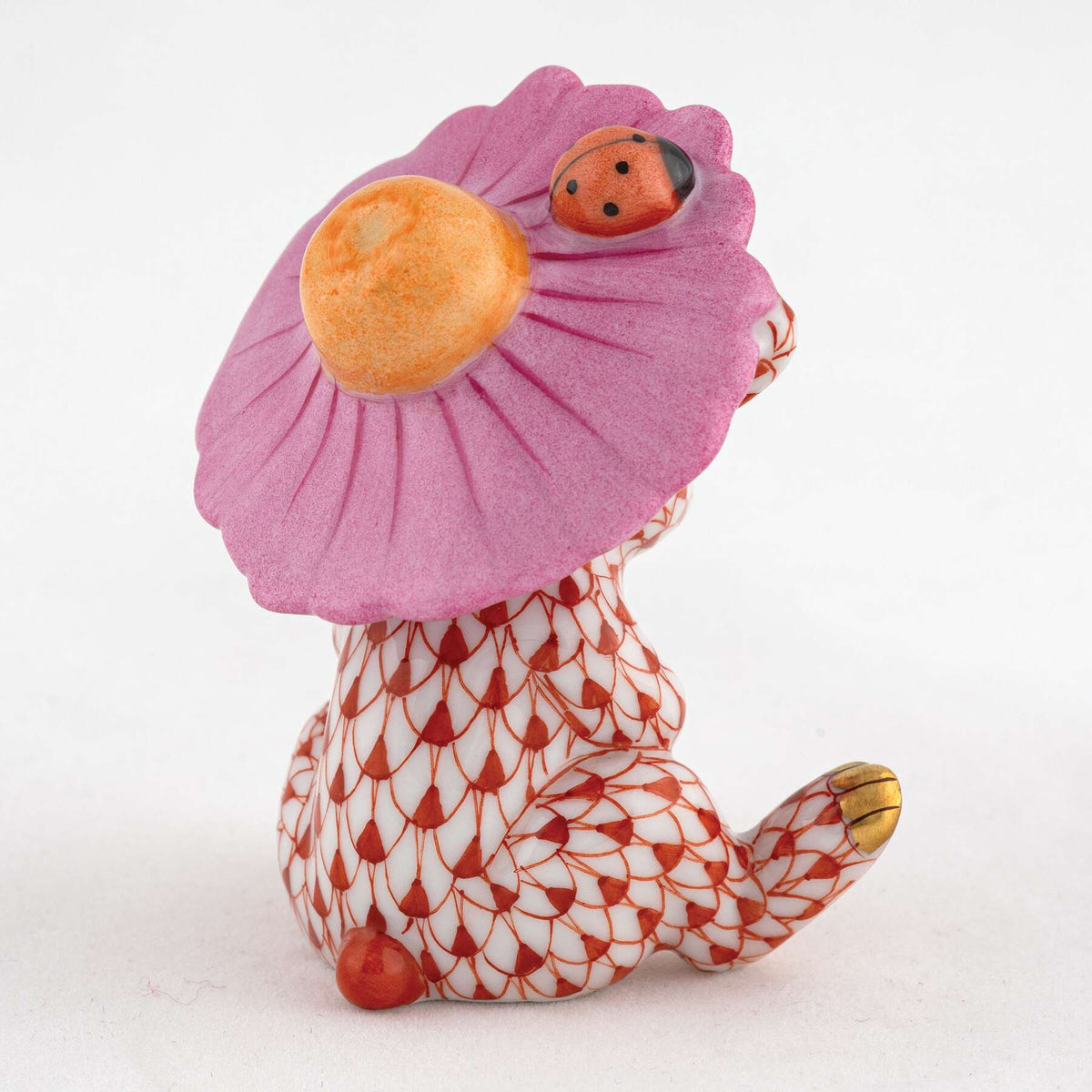 Herend Umbrella Bunny Figurine – Rust, alternate view