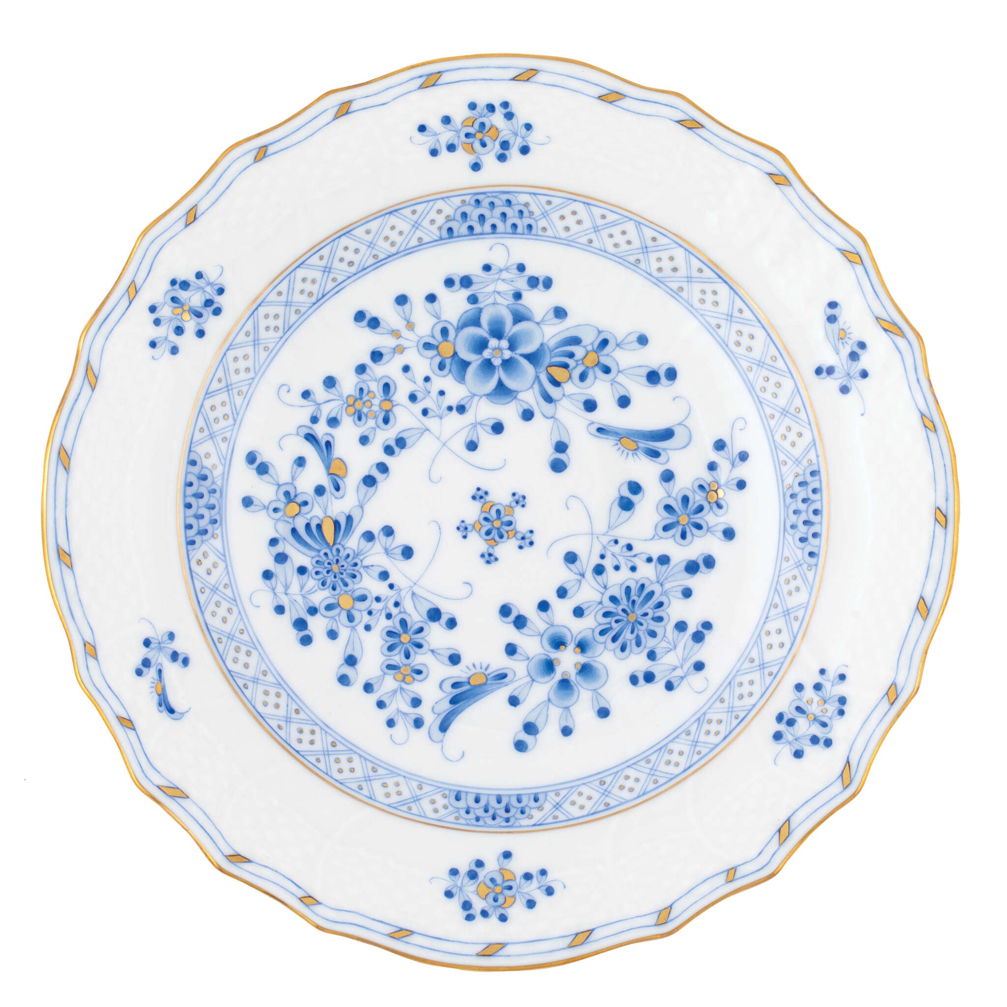 Hand-painted Herend Waldstein Salad Plate in fine porcelain, 7.5in D, on a white background