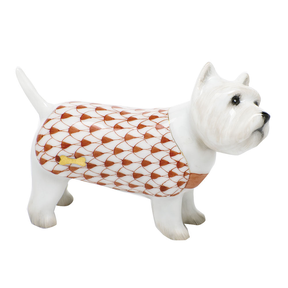 West Highland Terrier Figurine in hand-painted Rust porcelain by Herend of Hungary