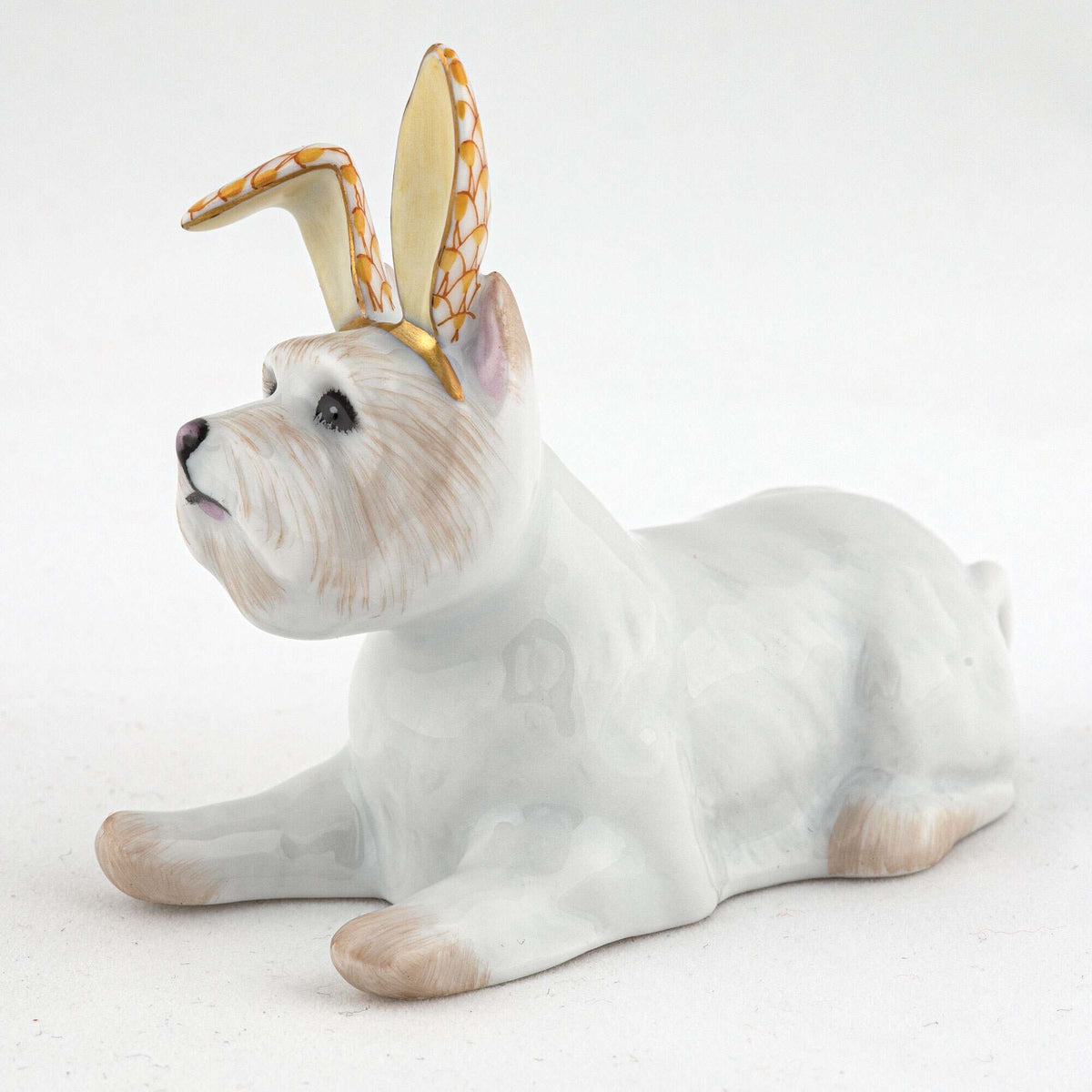 Herend Westie with Bunny Ears Figurine – Butterscotch, alternate view