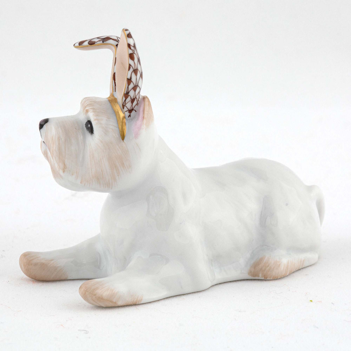 Herend Westie with Bunny Ears Figurine – Chocolate, alternate view