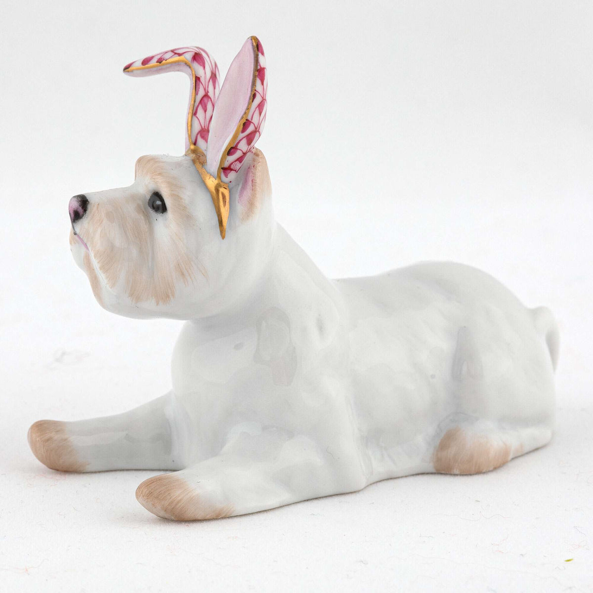 Herend Westie with Bunny Ears Figurine – Raspberry, alternate view