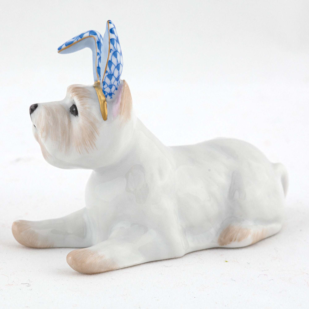 Herend Westie with Bunny Ears Figurine – Sapphire, alternate view