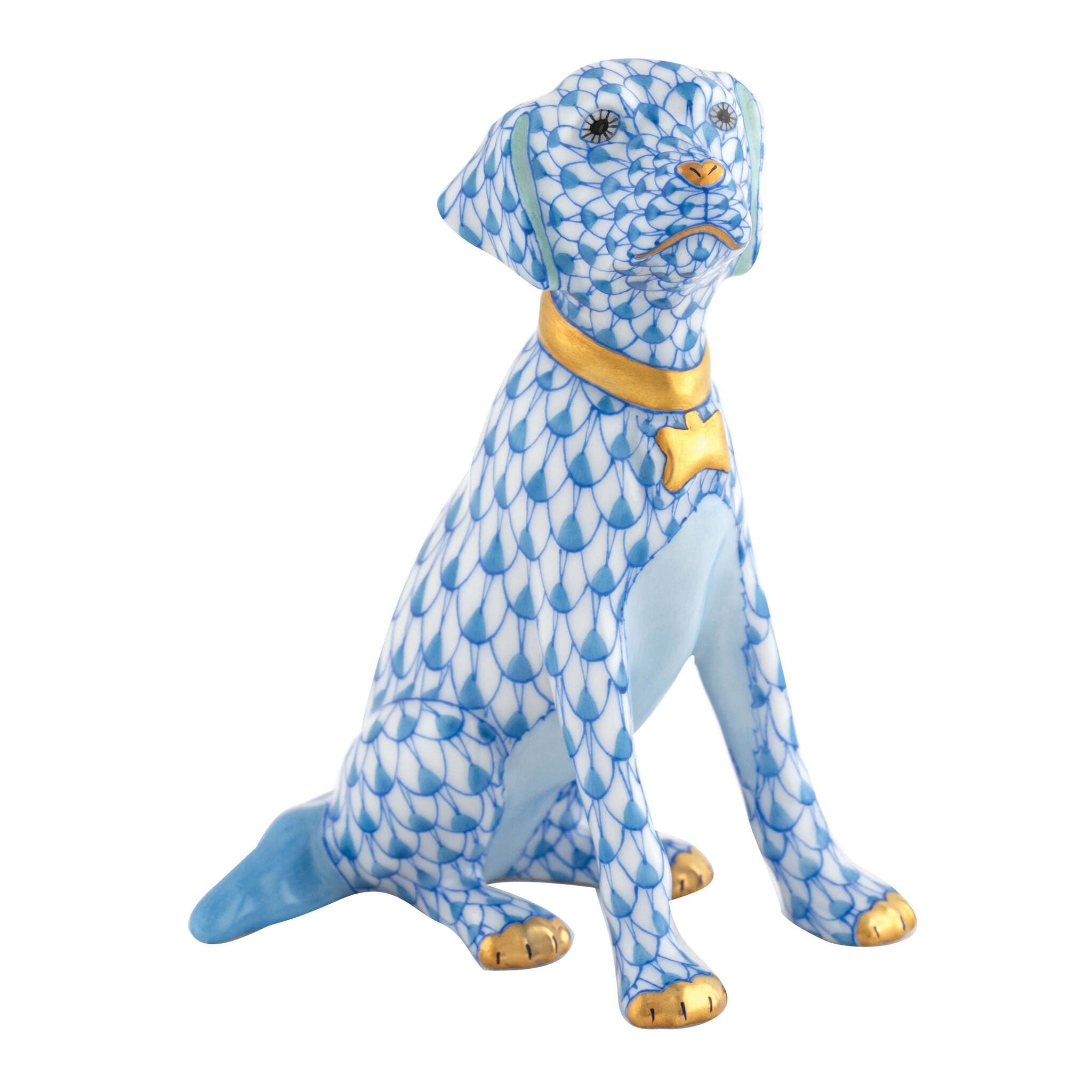 Young Golden Figurine in hand-painted Blue porcelain by Herend of Hungary