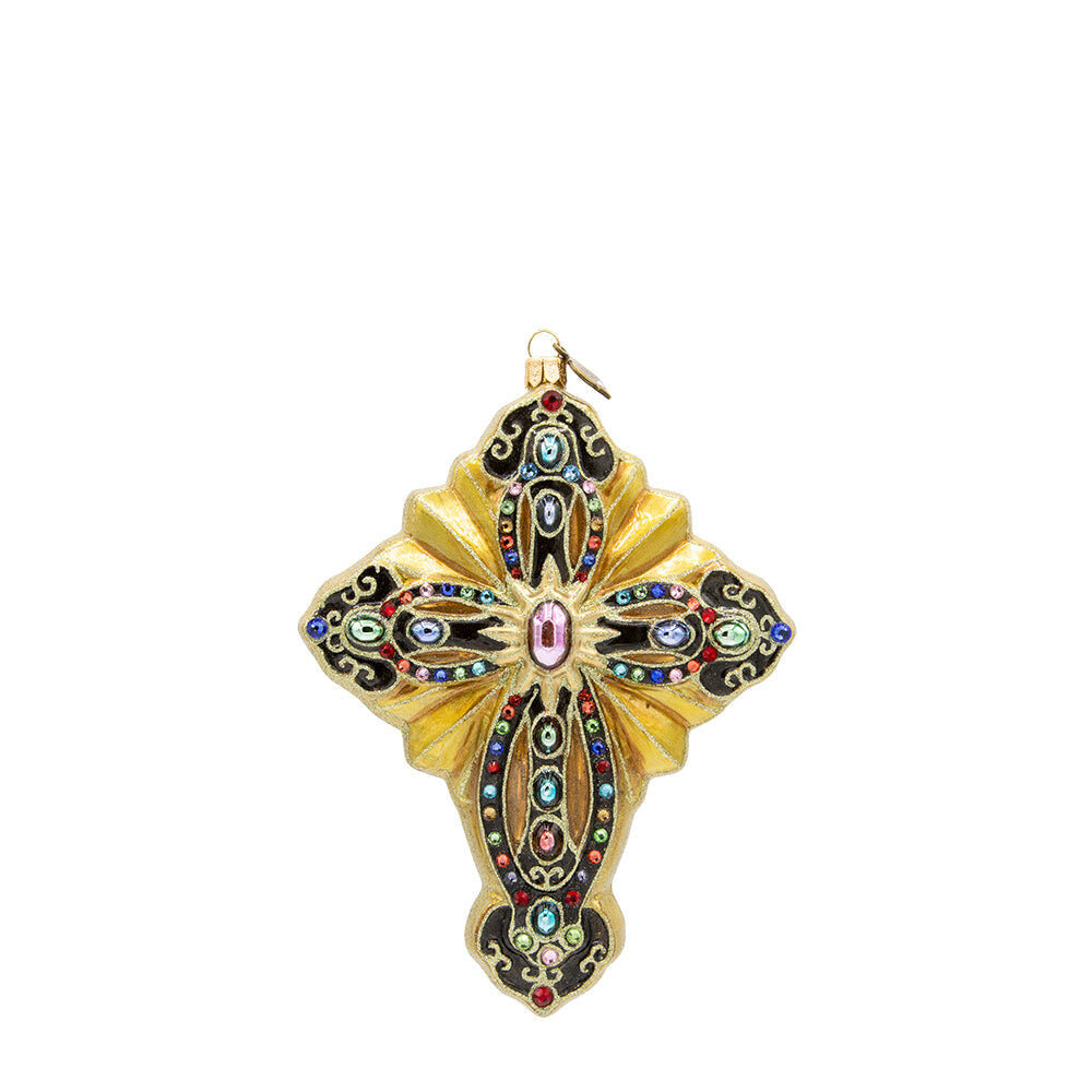 Jay Strongwater 2024 Cross Glass Ornament