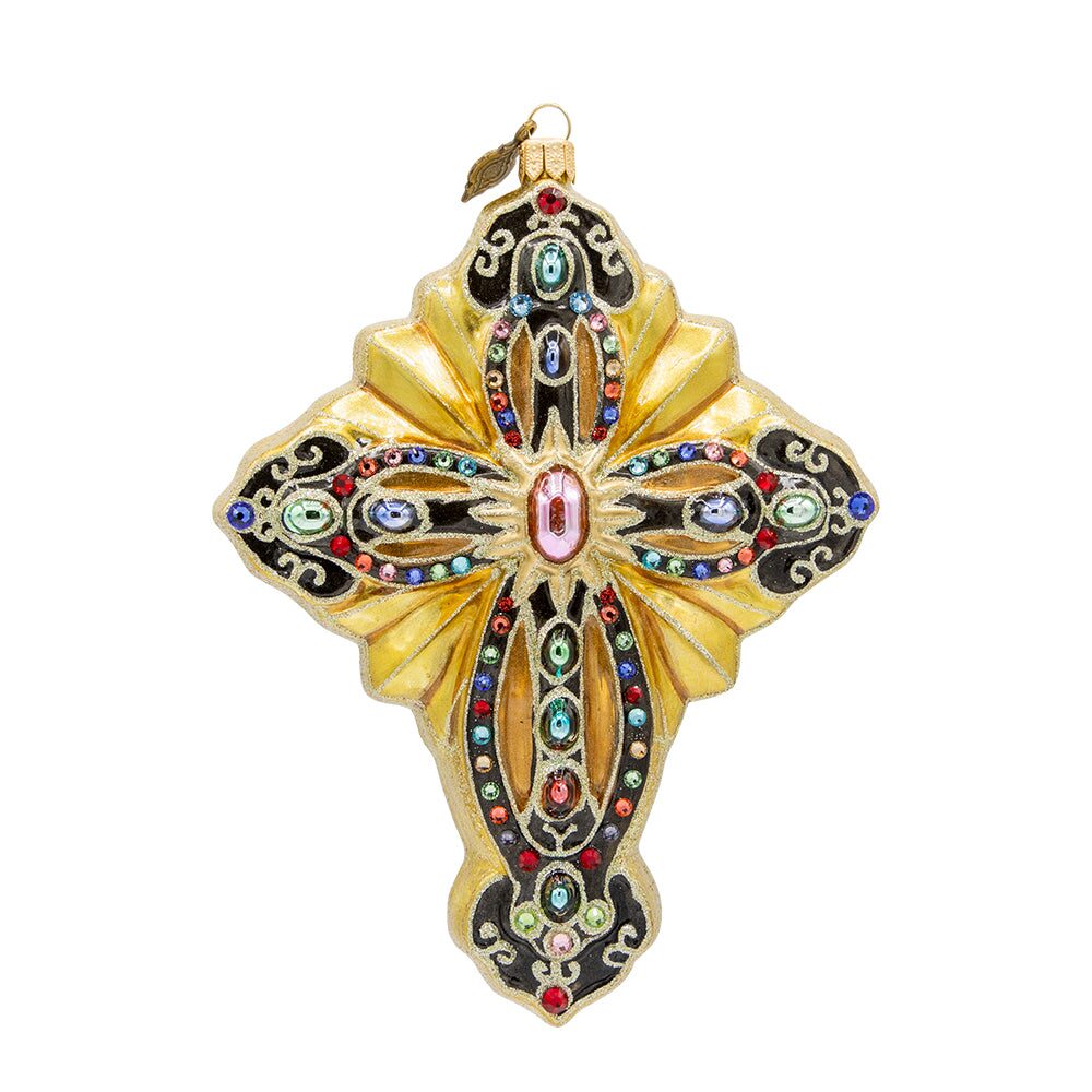 Jay Strongwater 2024 Cross Glass Ornament, alternate view