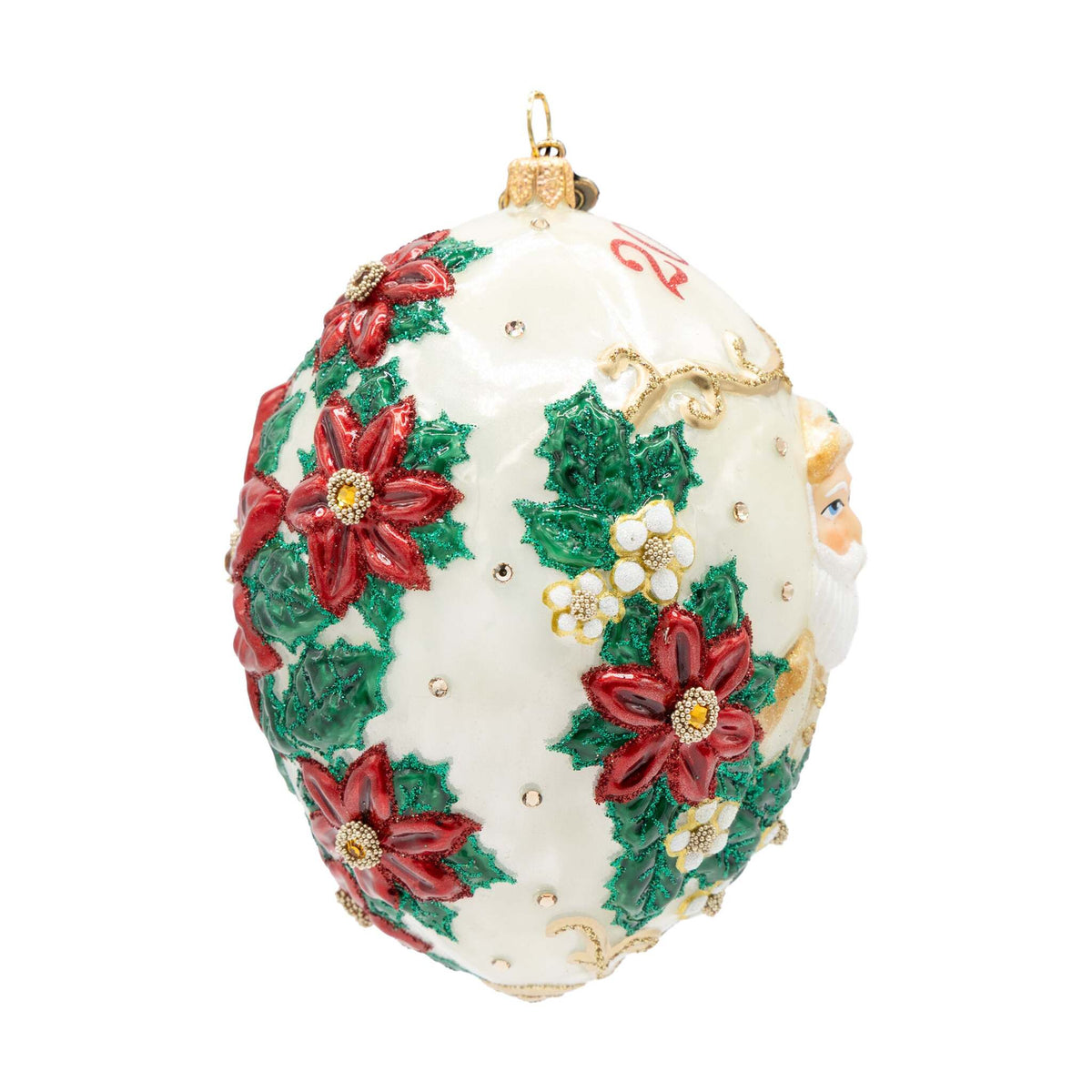 Jay Strongwater 2026 Poinsettia Dated Santa Ornament, alternate view