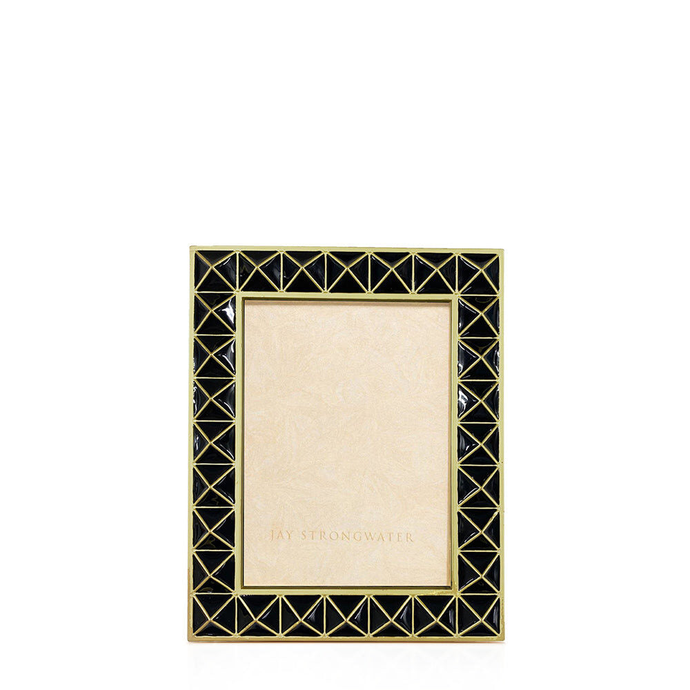 Jay Strongwater Abaculus Pyramid 3" X 4" Frame - Black Onyx