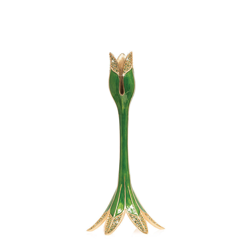 Jay Strongwater Abraham Tulip Medium Green Candlestick Holder