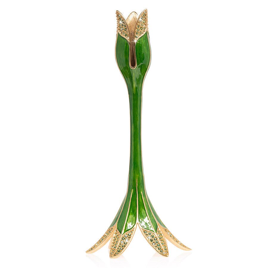 Jay Strongwater Abraham Tulip Medium Green Candlestick Holder, alternate view