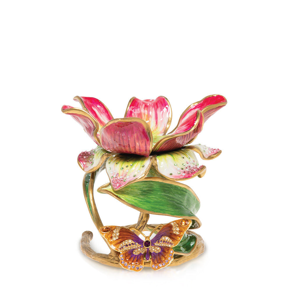 Jay Strongwater Aimee Floral 7" Pillar Candle Holder Candleholder