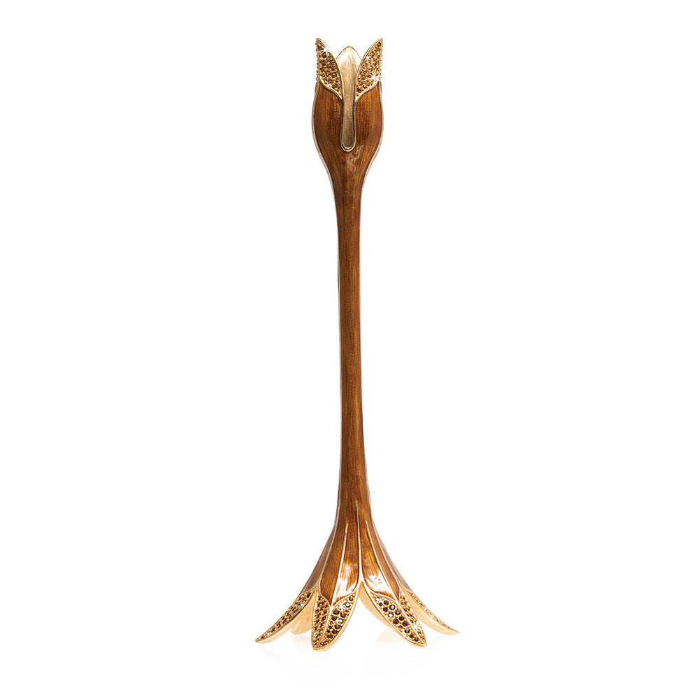 Jay Strongwater Ambrosius Tulip Tall Brown Candlestick Holder