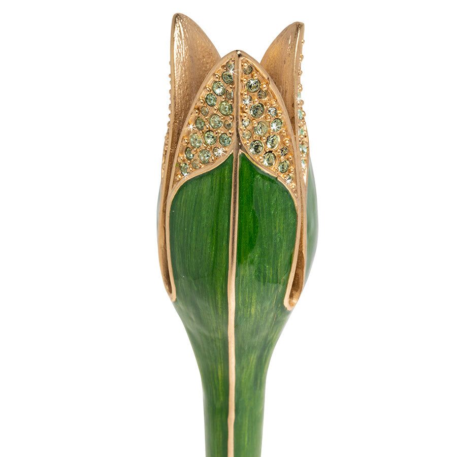 Jay Strongwater Ambrosius Tulip Tall Green Candlestick Holder, alternate view