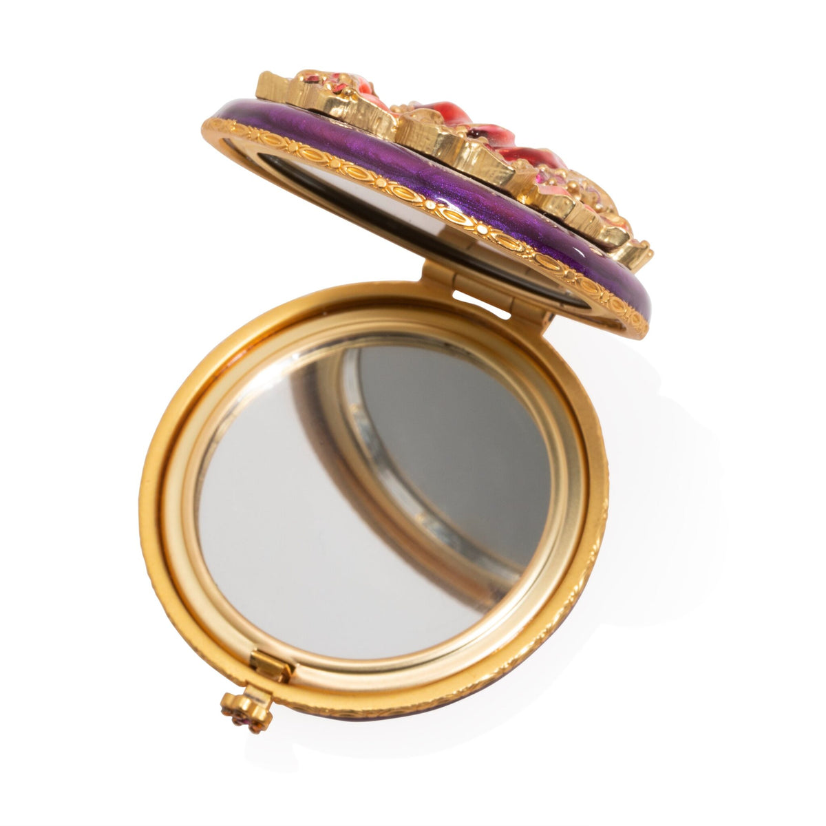 Jay Strongwater Angela Floral Round Compact Handheld Mirror, alternate view