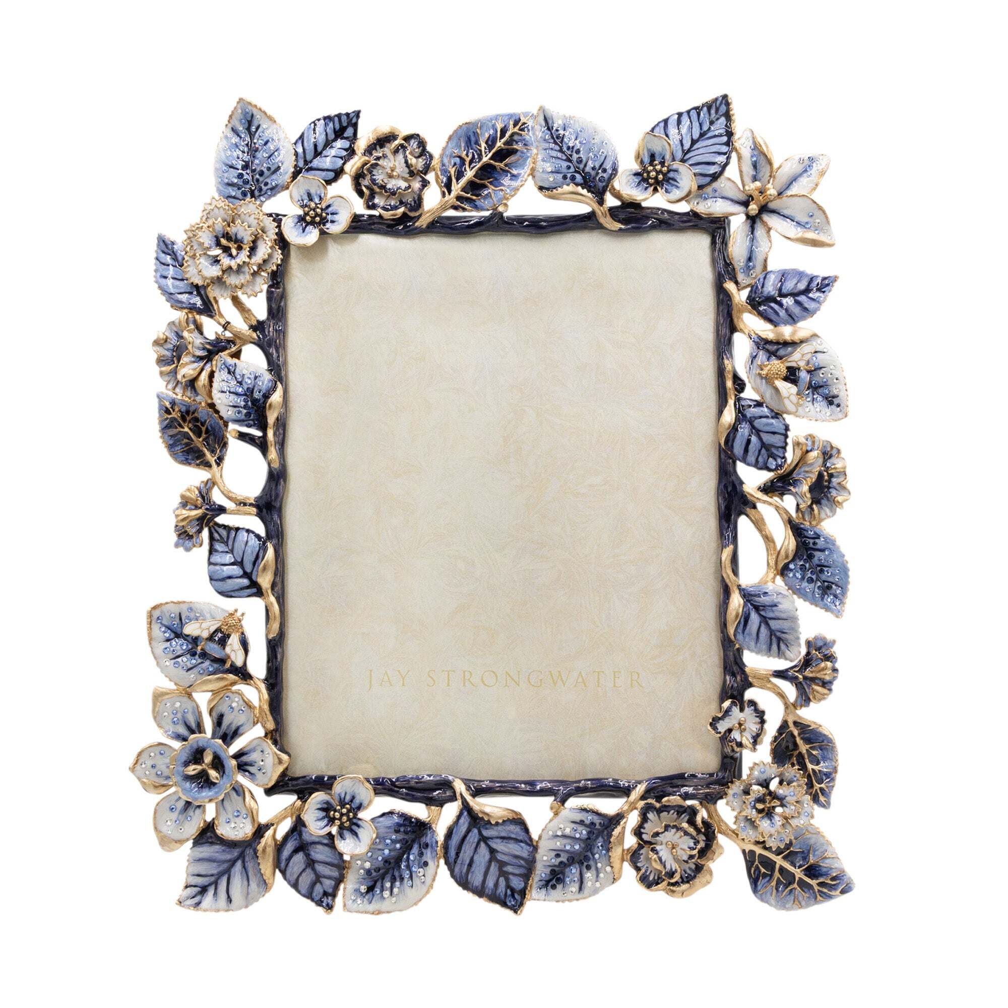 Jay Strongwater Aria Dutch Floral 8" X 10" Frame - Delft Garden