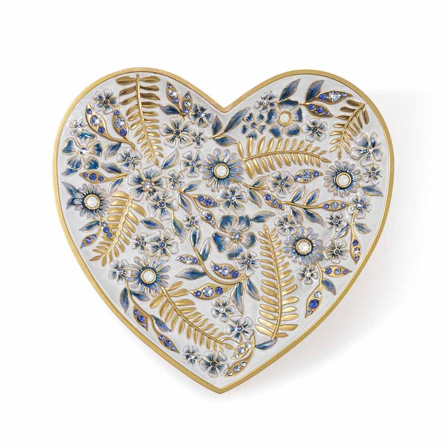 Jay Strongwater Aria Floral Heart Trinket Tray - Blue, alternate view