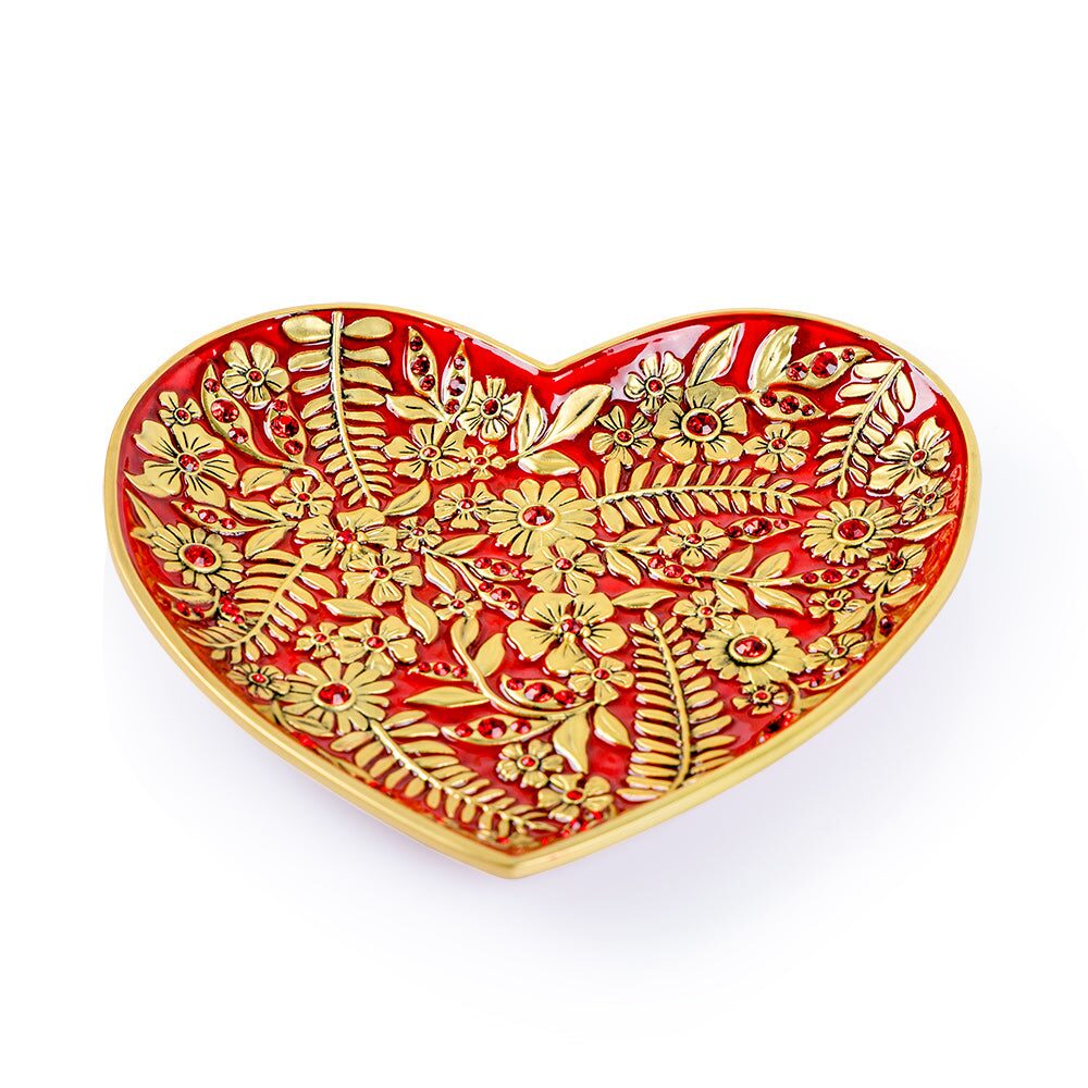 Jay Strongwater Aria Floral Heart Trinket Tray - Ruby, alternate view