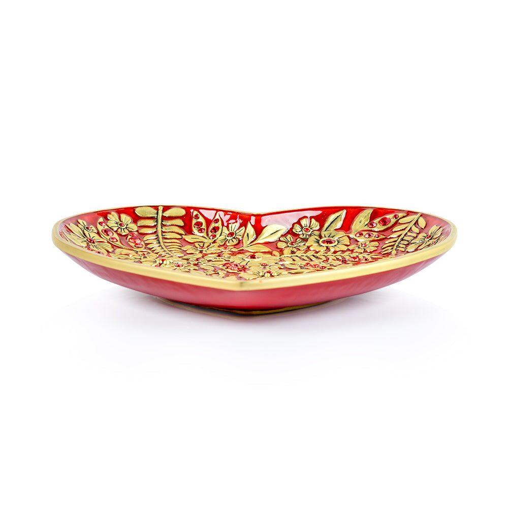 Jay Strongwater Aria Floral Heart Trinket Tray - Ruby, alternate view