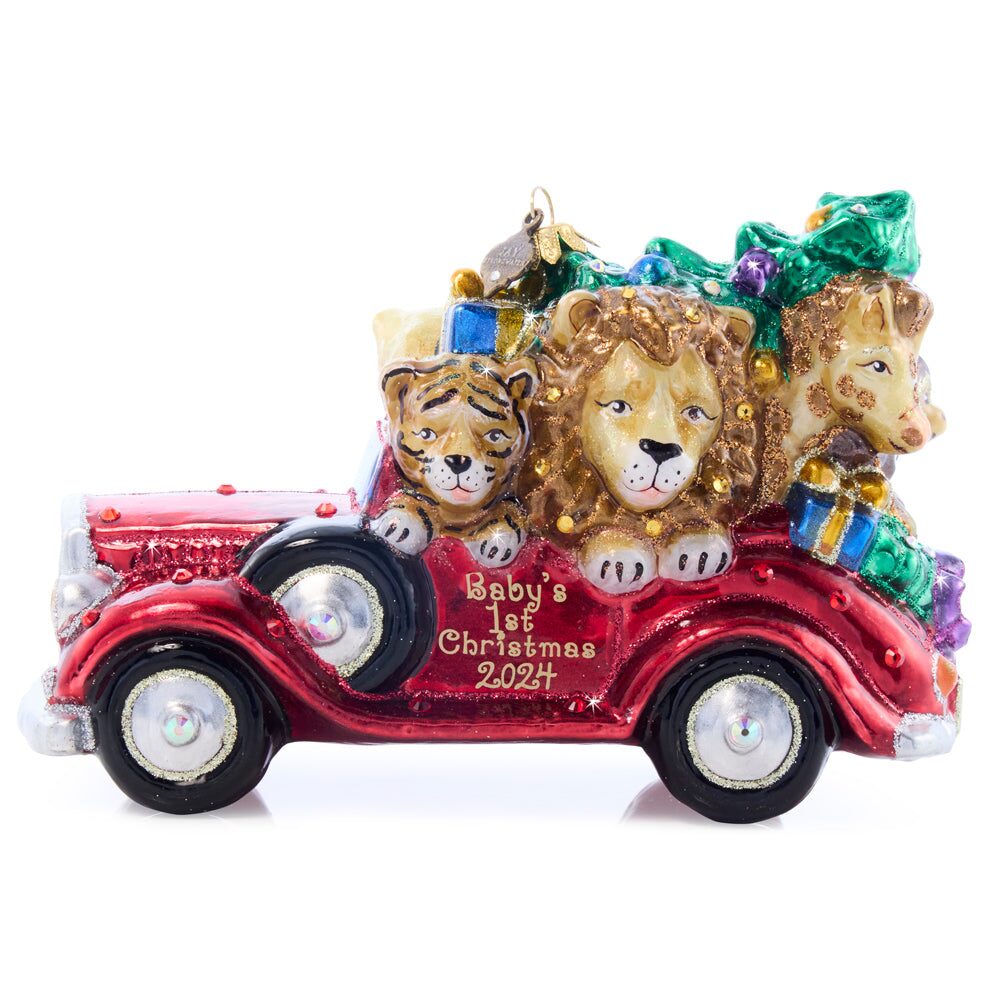 Jay Strongwater Baby's First Ride 2024 Glass Ornament, alternate view