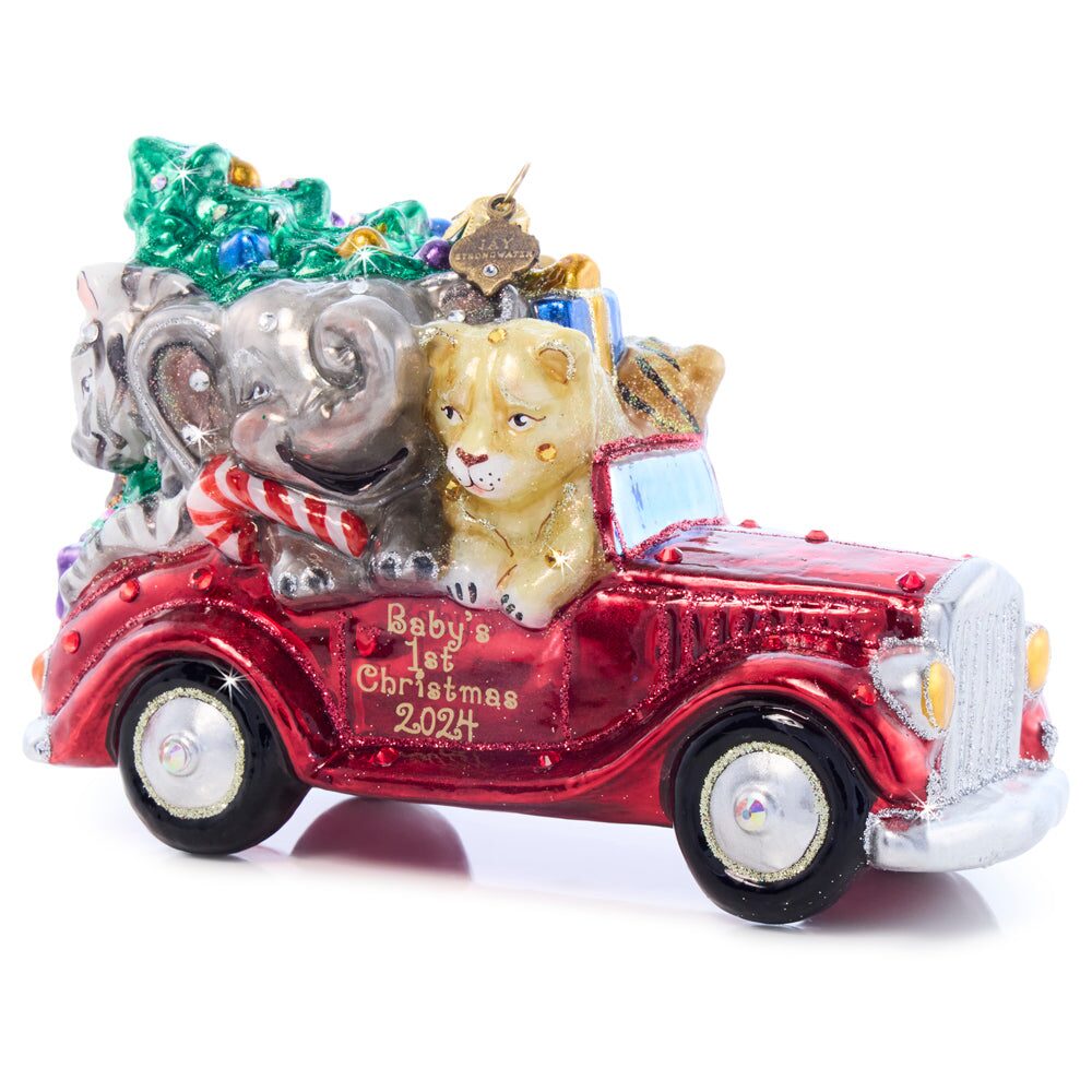 Jay Strongwater Baby's First Ride 2024 Glass Ornament, alternate view