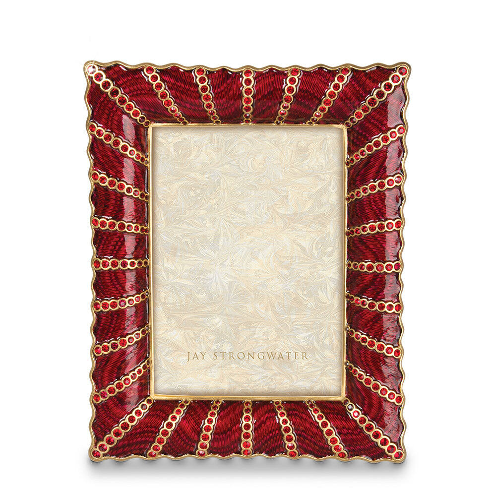 Jay Strongwater Blair Ruffled Edge 5" X 7" Frame - Ruby