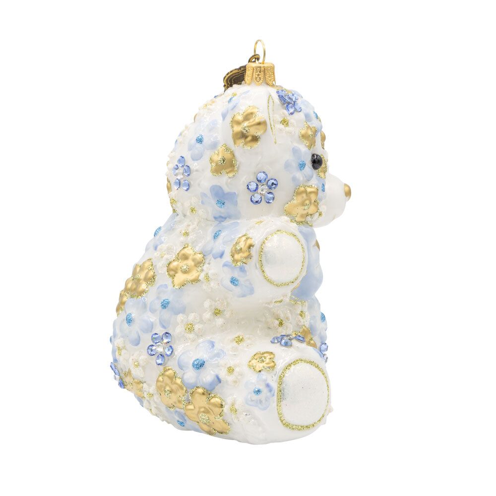 Jay Strongwater Blue Floral Teddy Ornament, alternate view