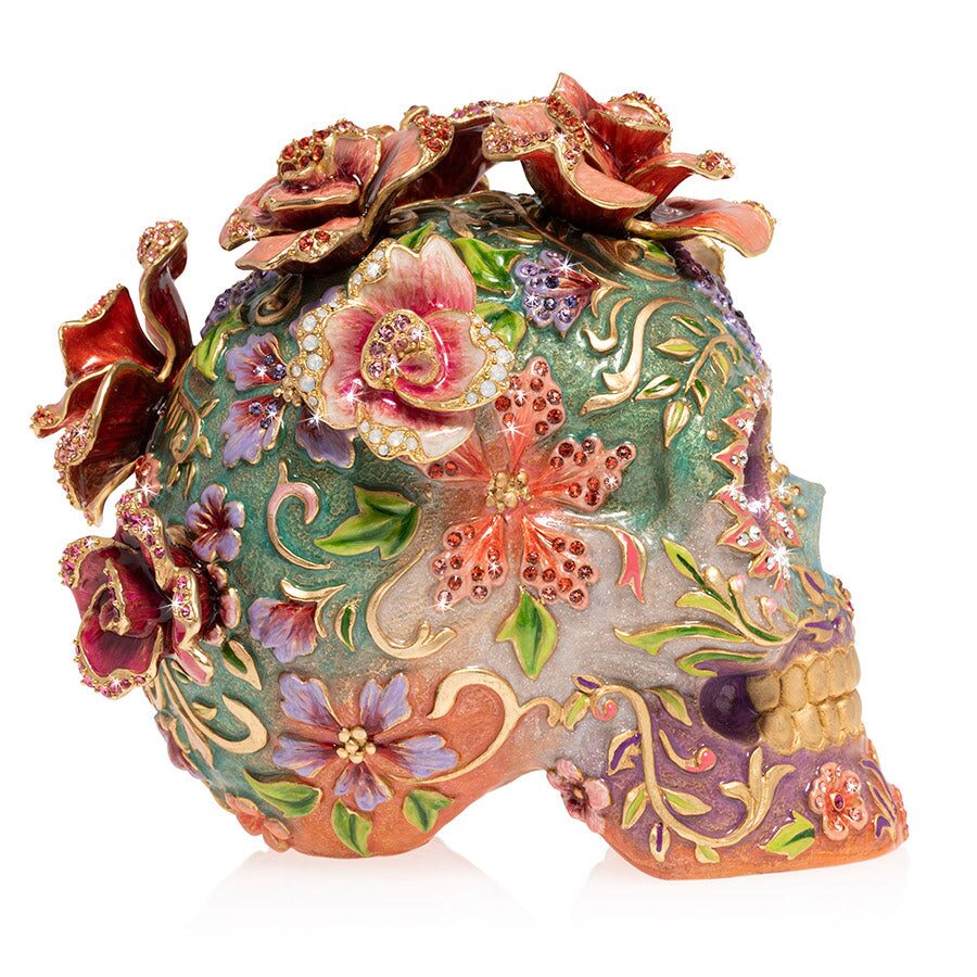 Jay Strongwater Catrina Skull with Roses Figurine, alternate view