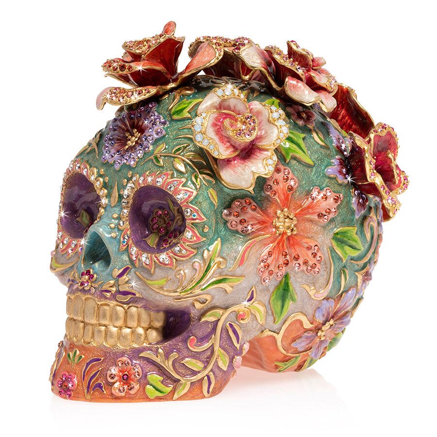 Jay Strongwater Catrina Skull with Roses Figurine, alternate view