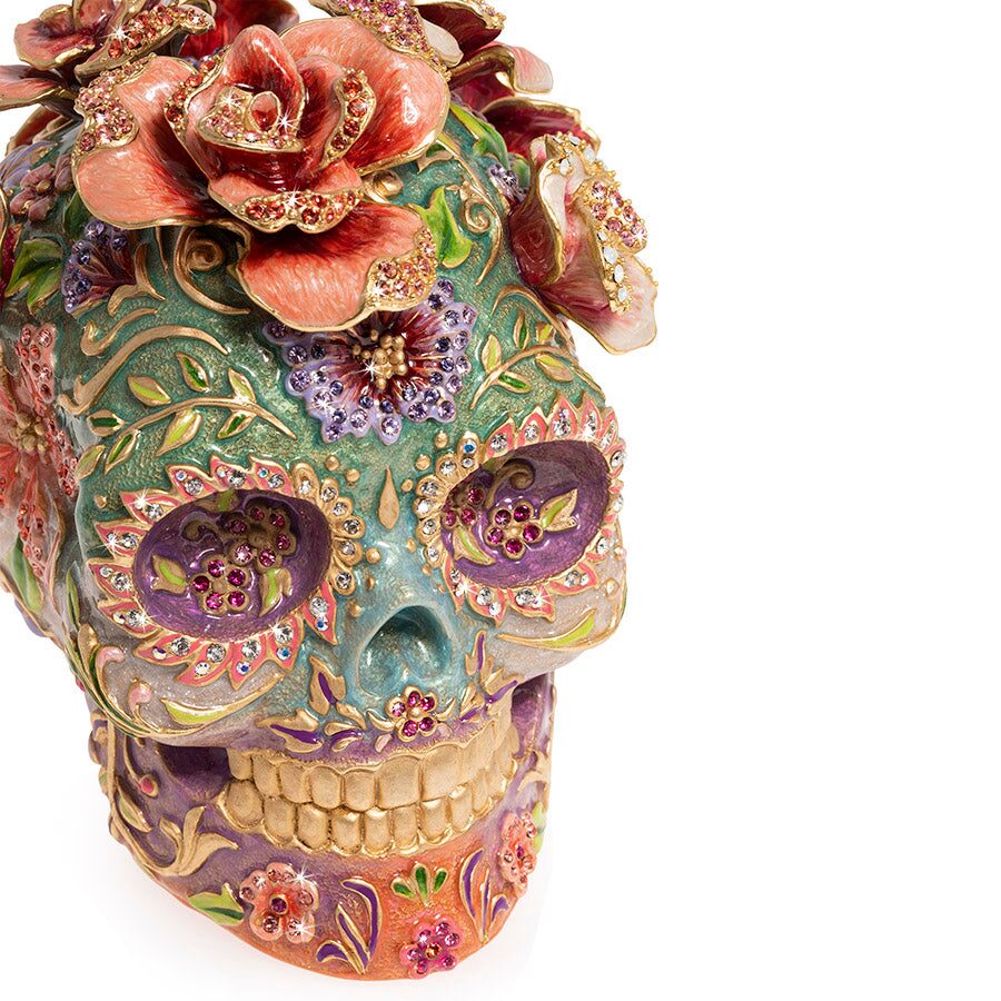 Jay Strongwater Catrina Skull with Roses Figurine, alternate view