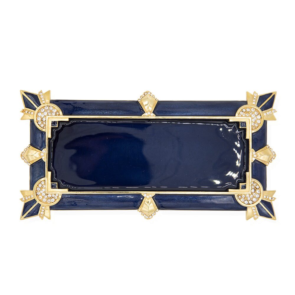Jay Strongwater Charles Art Deco Tray - Delft Garden, alternate view