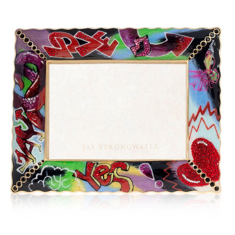 Jay Strongwater Clifton Ruffle Edge 5" X 7" Frame - Graffiti, alternate view
