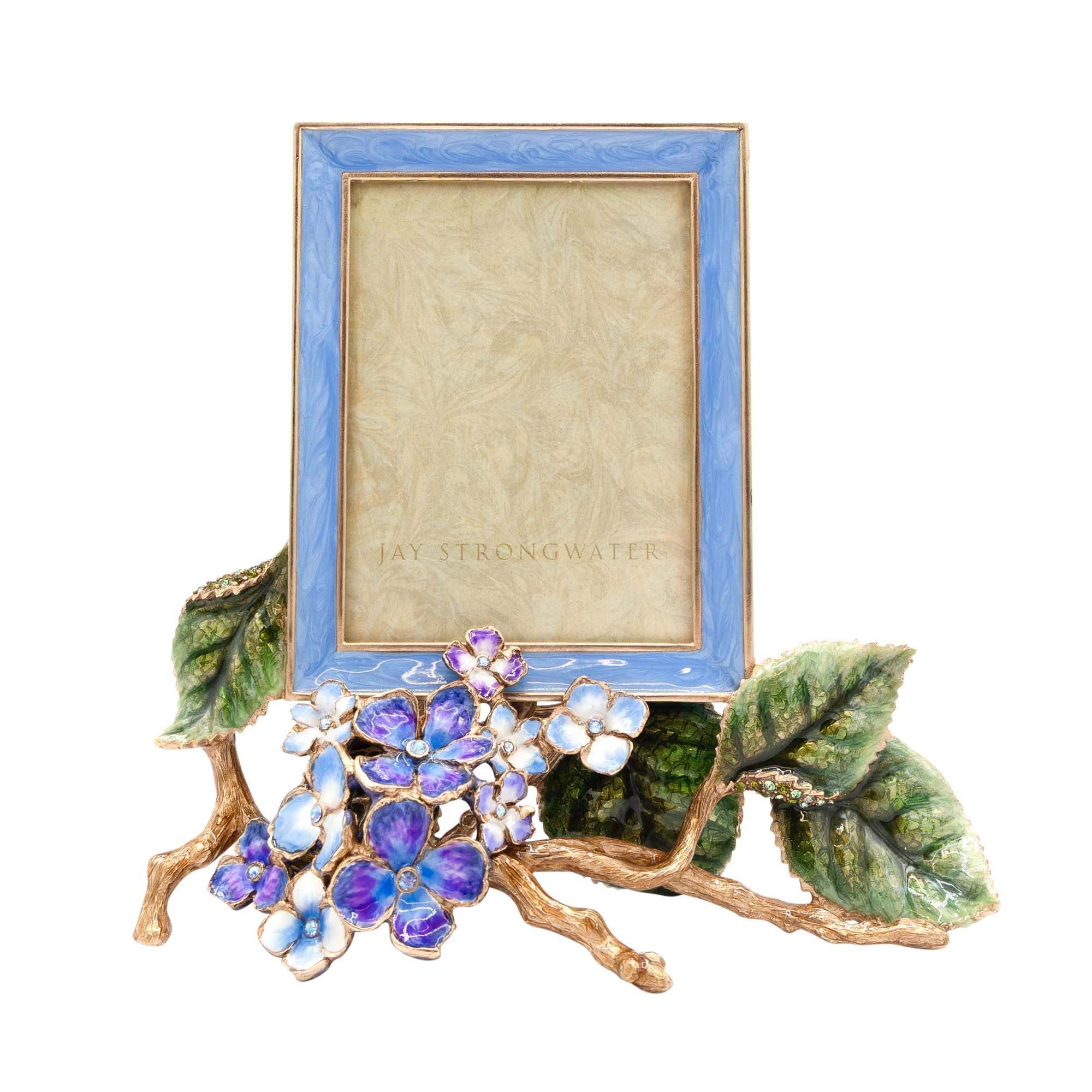 Jay Strongwater Colbie Hydrangea 3"x4" Frame - Blue