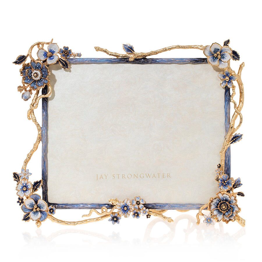 Jay Strongwater Delilah Floral Branch 8" X 10" Frame - Delft Garden, alternate view