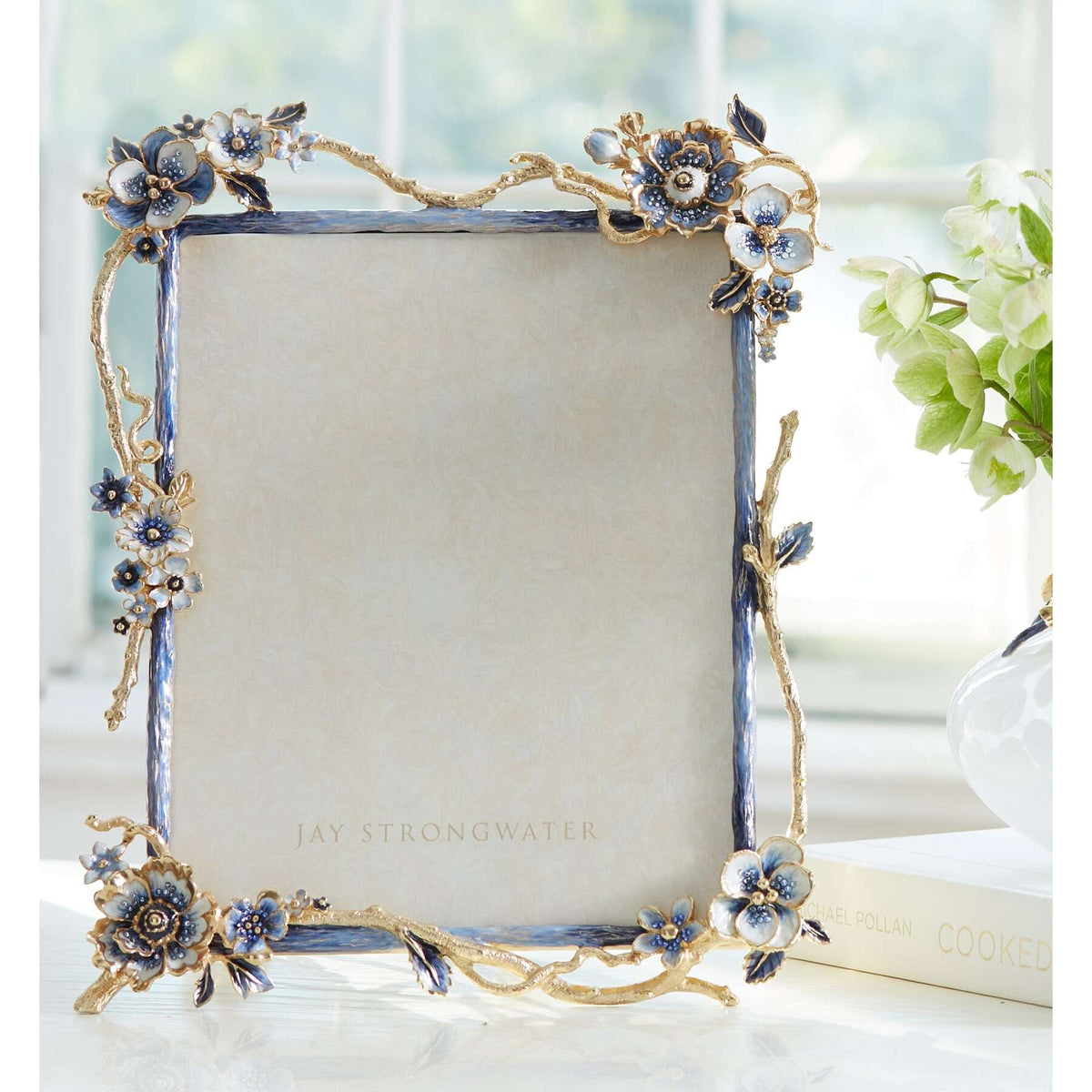 Jay Strongwater Delilah Floral Branch 8" X 10" Frame - Delft Garden, alternate view