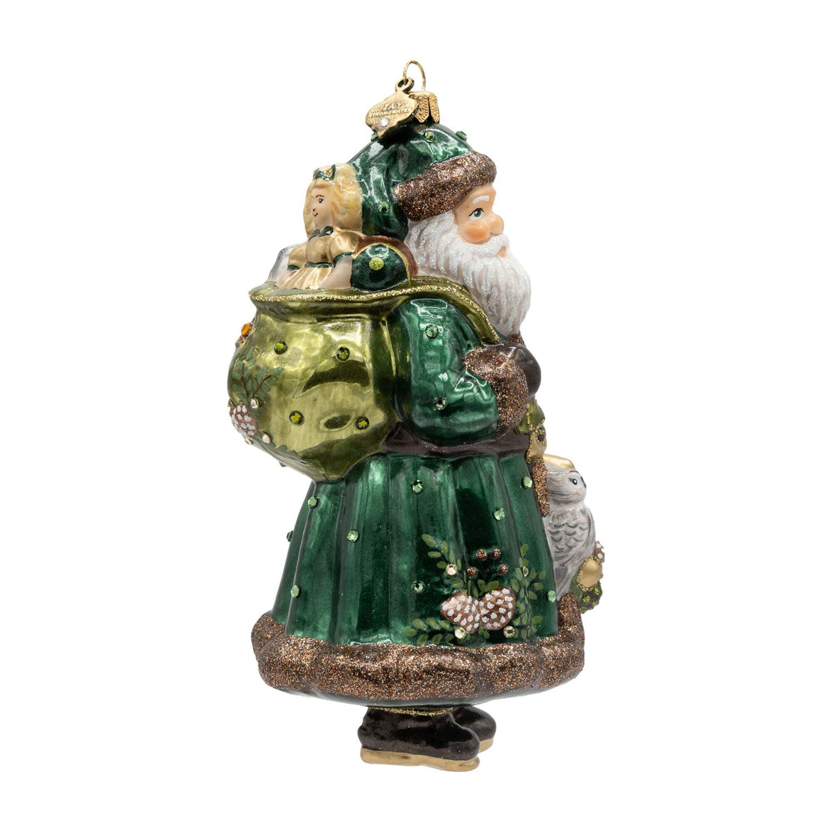 Jay Strongwater Emerald Woodland Santa Ornament, alternate view