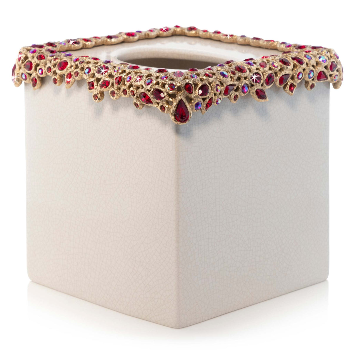 Jay Strongwater Emerson Bejeweled Tissue Box - Ruby Facial Tissue Holder, alternate view